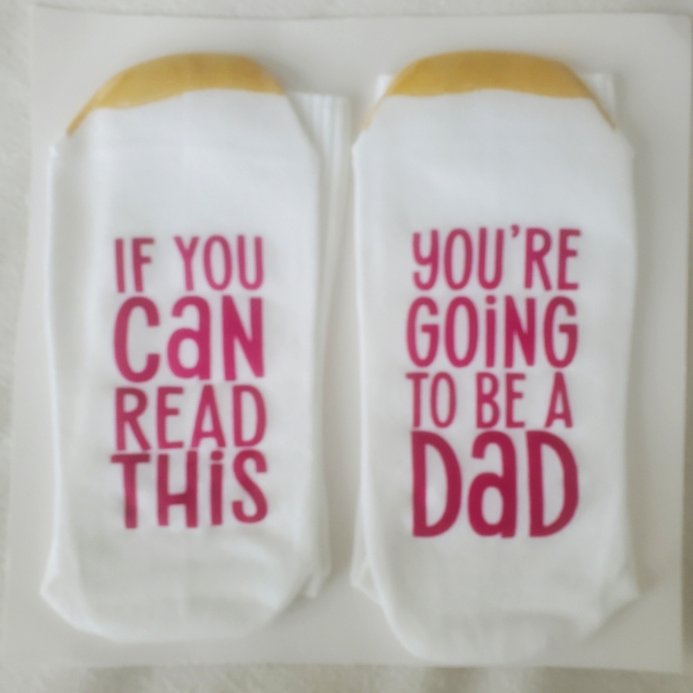 White and Gold "YOUR Gonna Be A DAD". Novelty Socks
